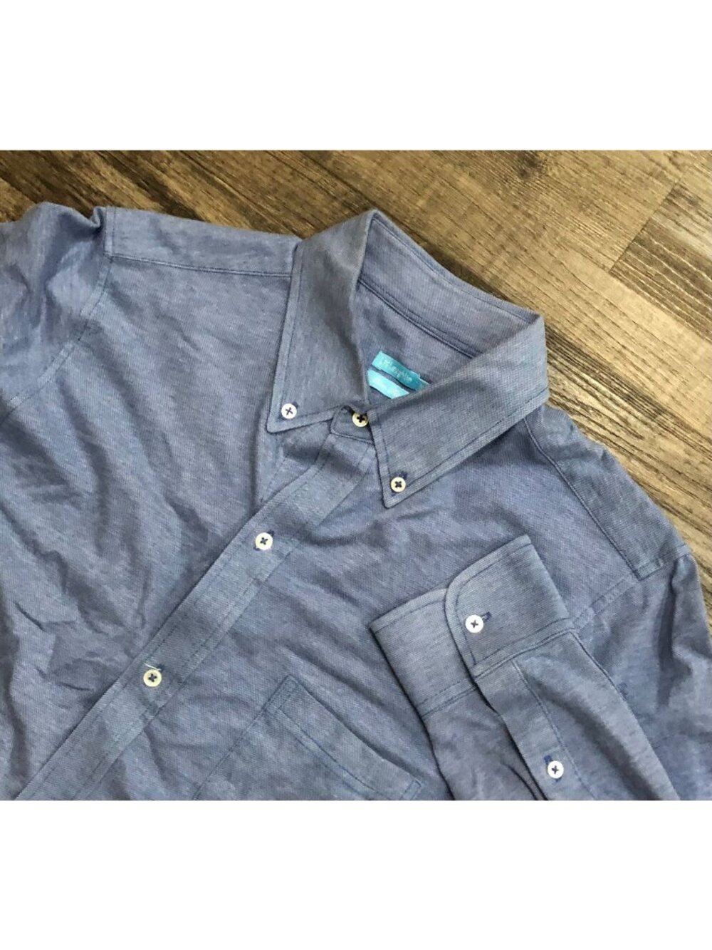 J.Mclaughlin Trim Fit Mens Medium Blue Long Sleeve Button Down Shirt Blue